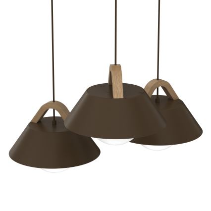 Pakabinamas šviestuvas su laidu FUNDA 3xE27/15W/230V rudas