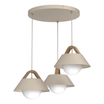Pakabinamas šviestuvas su laidu FUNDA 3xE27/15W/230V, smėlio spalvos