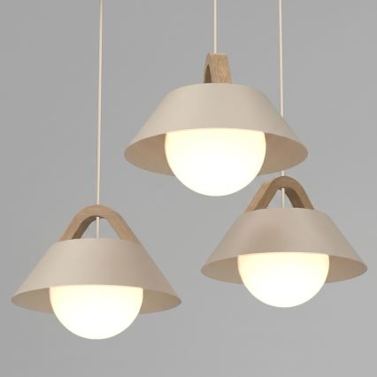 Pakabinamas šviestuvas su laidu FUNDA 3xE27/15W/230V, smėlio spalvos
