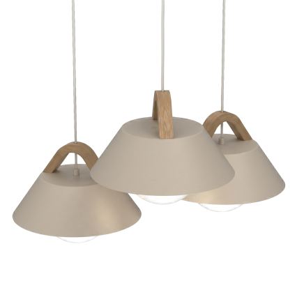 Pakabinamas šviestuvas su laidu FUNDA 3xE27/15W/230V, smėlio spalvos