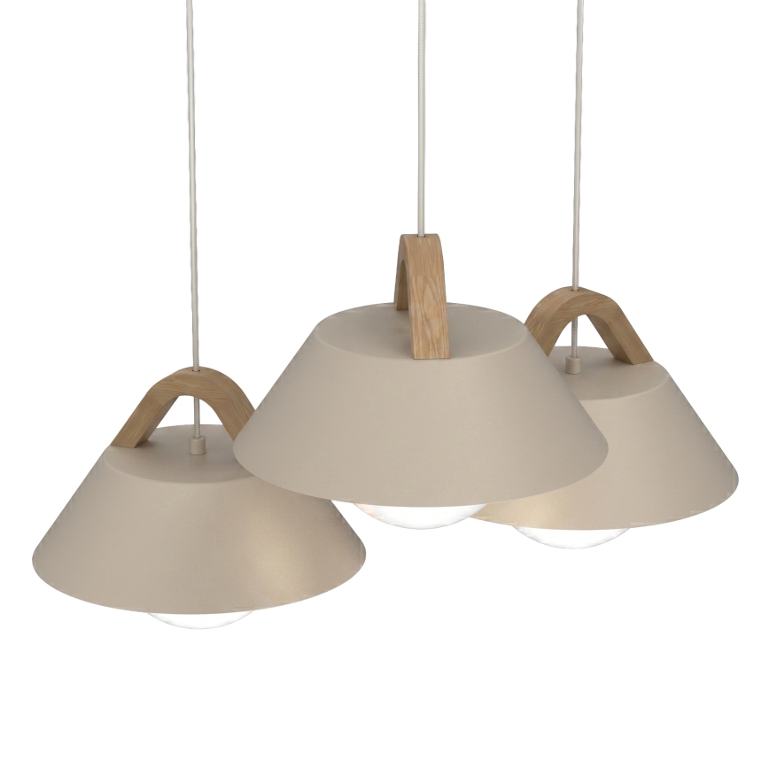 Pakabinamas šviestuvas su laidu FUNDA 3xE27/15W/230V, smėlio spalvos