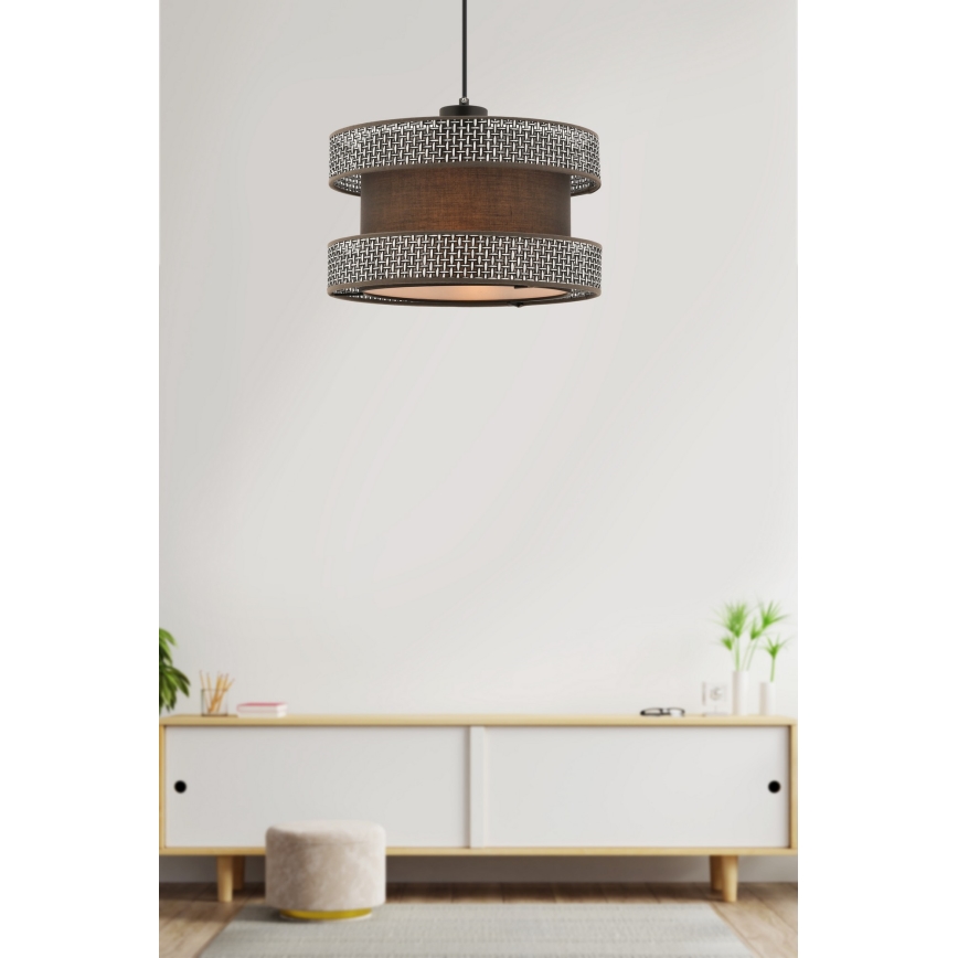Pakabinamas šviestuvas su laidu HALO 1xE27/60W/230V ruda/pilka