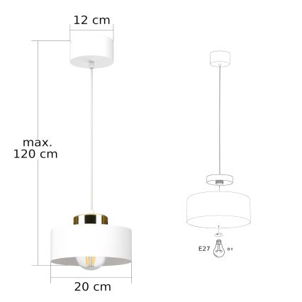 Pakabinamas šviestuvas su laidu IGNIA 1xE27/60W/230V balta