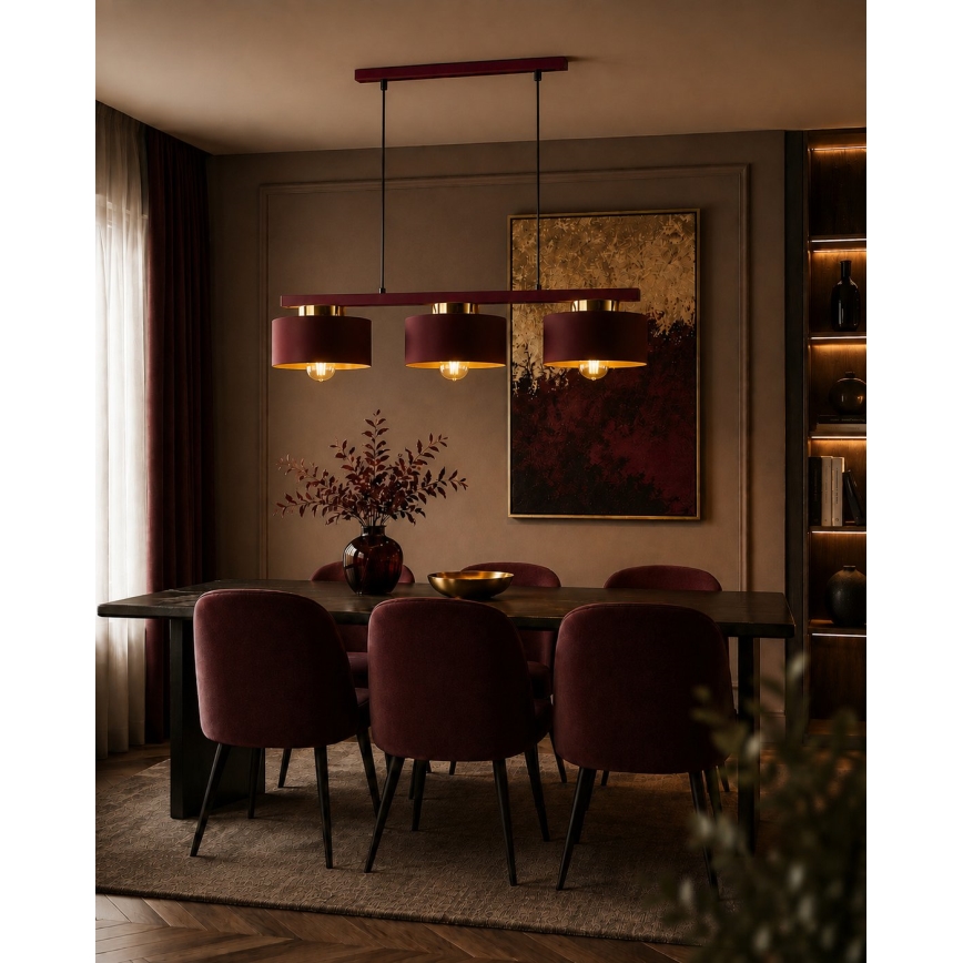 Pakabinamas šviestuvas su laidu IGNIA 3xE27/60W/230V vyno/auksinė