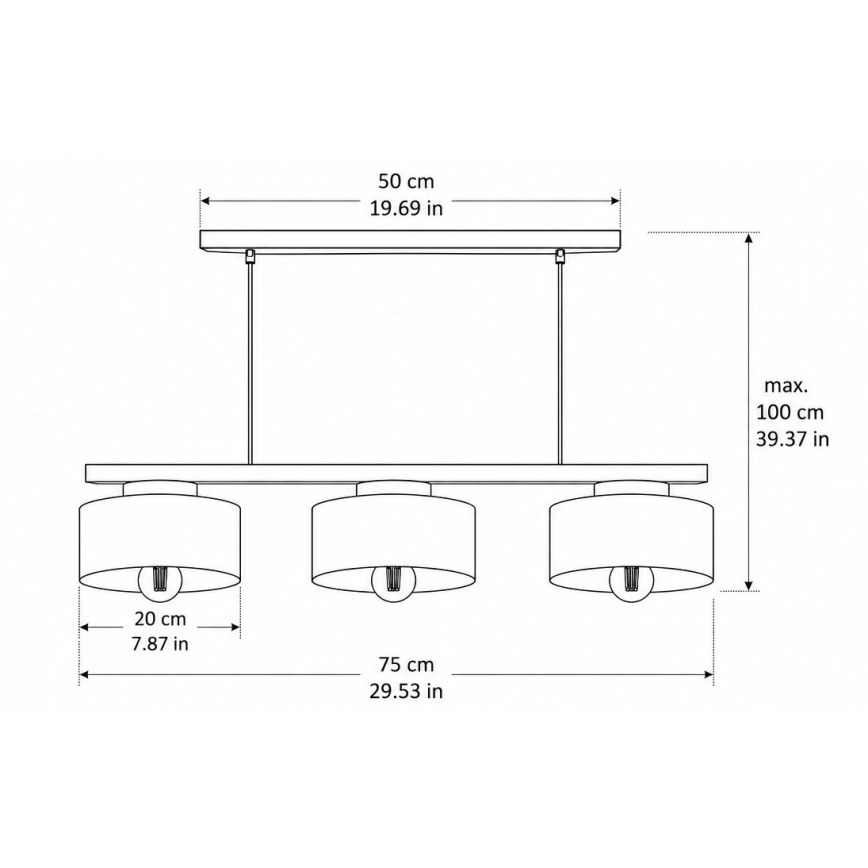 Pakabinamas šviestuvas su laidu IGNIA 3xE27/60W/230V vyno/auksinė