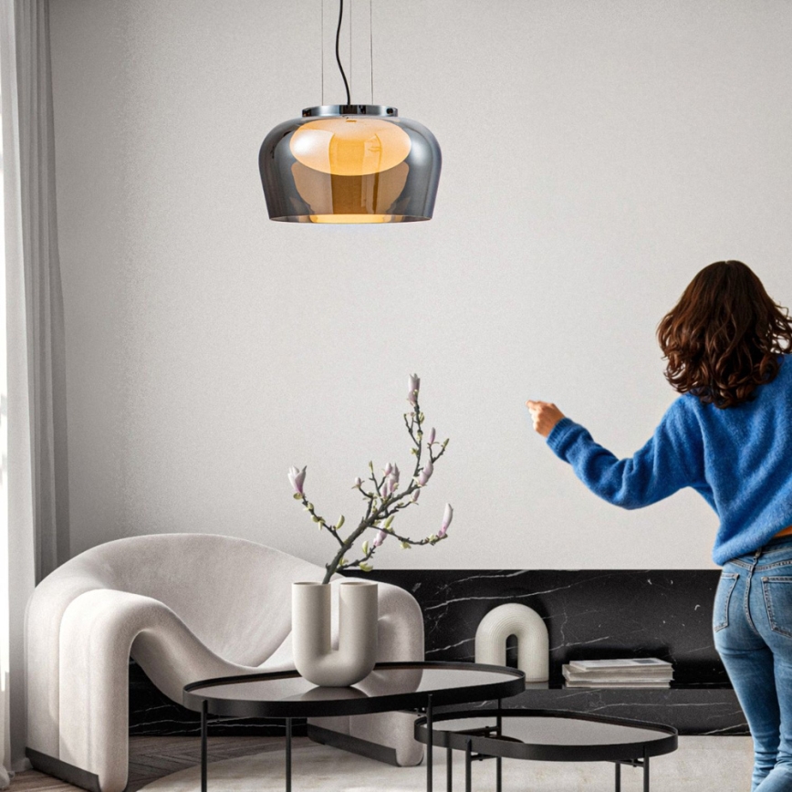 Pakabinamas šviestuvas su laidu INSIEME 1xGX53/10W/230V, skersmuo 38 cm, dūminė juoda