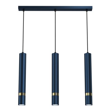 Pakabinamas šviestuvas su laidu JOKER 3xGU10/25W/230V mėlynas/auksinis
