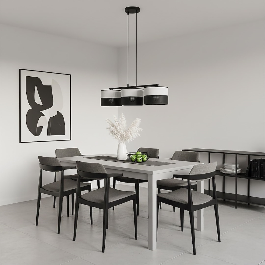 Pakabinamas šviestuvas su laidu KARBON 3xE27/15W/230V juoda/pilka