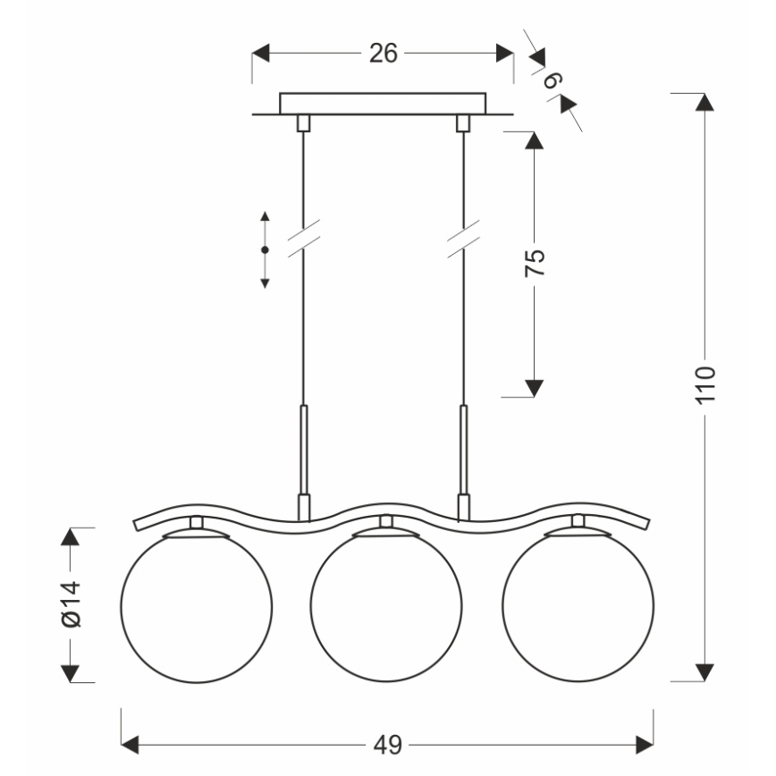 Pakabinamas šviestuvas su laidu LUMOS 3xG9/20W/230V dūminė juoda