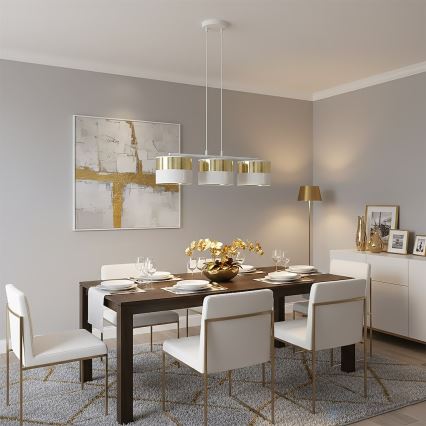 Pakabinamas šviestuvas su laidu LUX 3xE27/15W/230V balta/auksinė