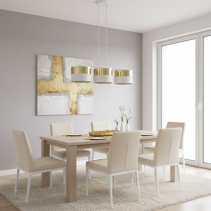 Pakabinamas šviestuvas su laidu LUX 3xE27/15W/230V balta/auksinė