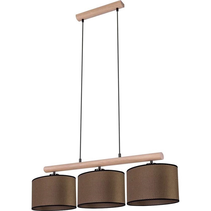 Pakabinamas šviestuvas su laidu MERCEDES 3xE27/40W/230V rudas/ąžuolas