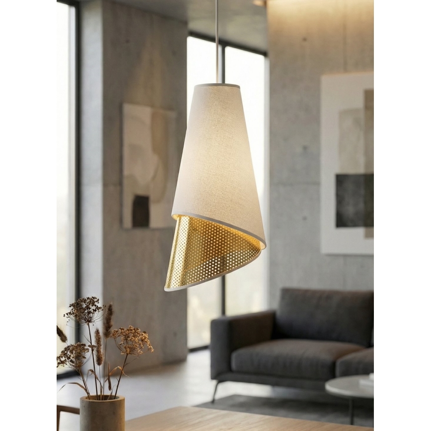 Pakabinamas šviestuvas su laidu MODA 1xE27/15W/230V baltas/auksinis