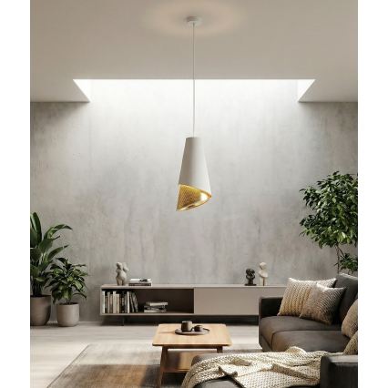 Pakabinamas šviestuvas su laidu MODA 1xE27/15W/230V baltas/auksinis