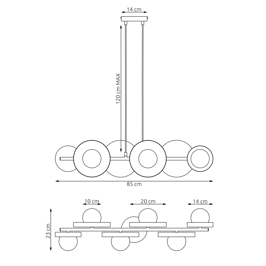 Pakabinamas šviestuvas su laidu MODELIS 6xG9/8W/230V baltas