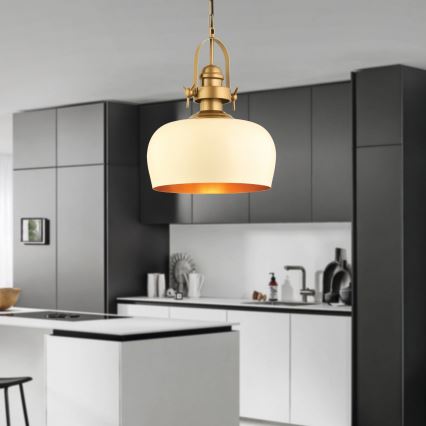 Pakabinamas šviestuvas su laidu MONZA 1xE27/40W/230V, skersmuo 30 cm, kreminė/bronzinė