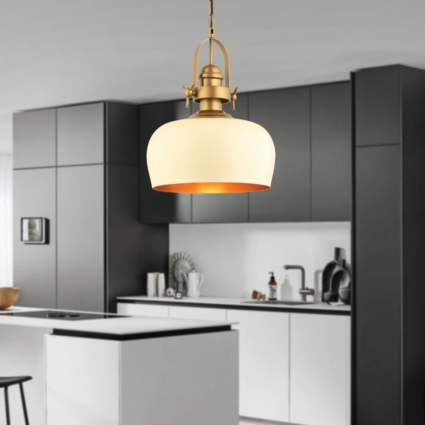 Pakabinamas šviestuvas su laidu MONZA 1xE27/40W/230V, skersmuo 30 cm, kreminė/bronzinė