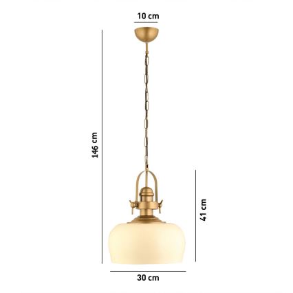 Pakabinamas šviestuvas su laidu MONZA 1xE27/40W/230V, skersmuo 30 cm, kreminė/bronzinė
