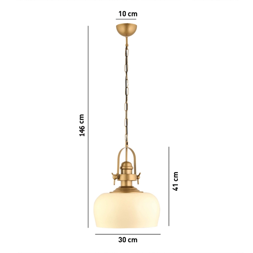 Pakabinamas šviestuvas su laidu MONZA 1xE27/40W/230V, skersmuo 30 cm, kreminė/bronzinė