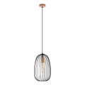 Pakabinamas šviestuvas su laidu OVELLA 1xE27/15W/230V, skersmuo 25 cm, juoda/pušis