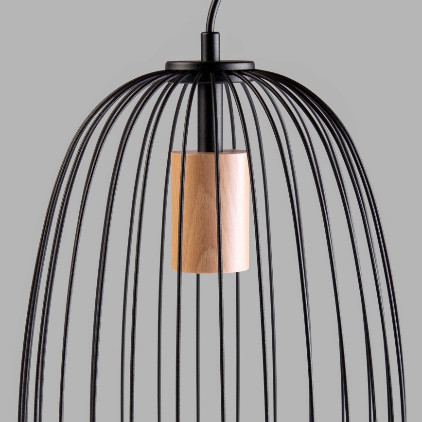 Pakabinamas šviestuvas su laidu OVELLA 1xE27/15W/230V, skersmuo 25 cm, juoda/pušis