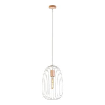 Pakabinamas šviestuvas su laidu OVELLA 1xE27/15W/230V skersmuo 25 cm kreminė/pušies apdaila