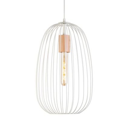 Pakabinamas šviestuvas su laidu OVELLA 1xE27/15W/230V skersmuo 25 cm kreminė/pušies apdaila