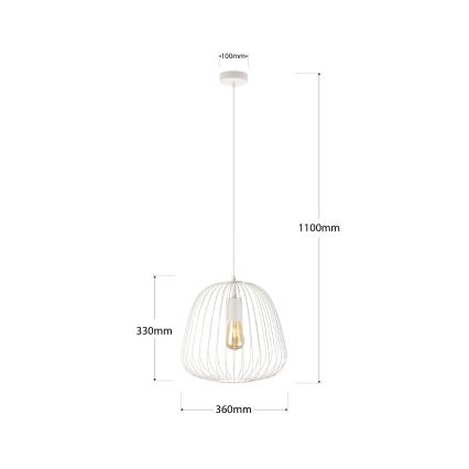 Pakabinamas šviestuvas su laidu OVELLA 1xE27/15W/230V skersmuo 36 cm kreminė