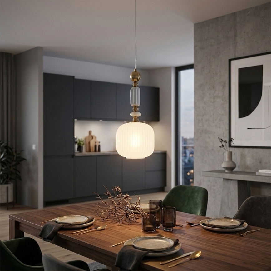Pakabinamas šviestuvas su laidu ROYAL 1xE27/15W/230V auksinė/balta