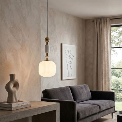 Pakabinamas šviestuvas su laidu ROYAL 1xE27/15W/230V auksinė/balta