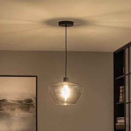 Pakabinamas šviestuvas su laidu SEVENTIES E27/40W/230V dūminė/pilka