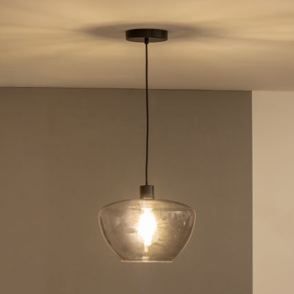 Pakabinamas šviestuvas su laidu SEVENTIES E27/40W/230V dūminė/pilka