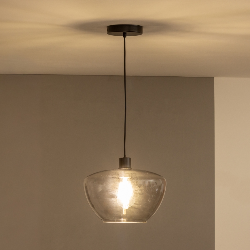 Pakabinamas šviestuvas su laidu SEVENTIES E27/40W/230V dūminė/pilka