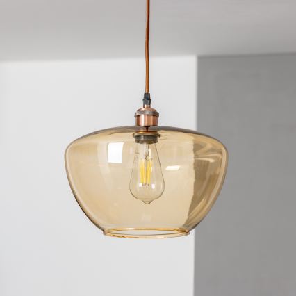 Pakabinamas šviestuvas su laidu SEVENTIES E27/60W/230V, dūminė/ruda