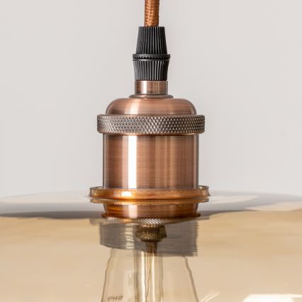 Pakabinamas šviestuvas su laidu SEVENTIES E27/60W/230V, dūminė/ruda