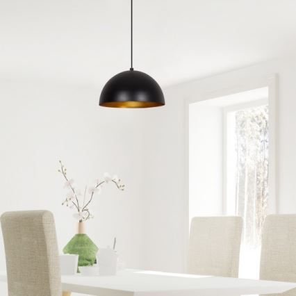 Pakabinamas šviestuvas su laidu SIVANI 1xE27/40W/230V, skersmuo 30 cm, juodas/varinis
