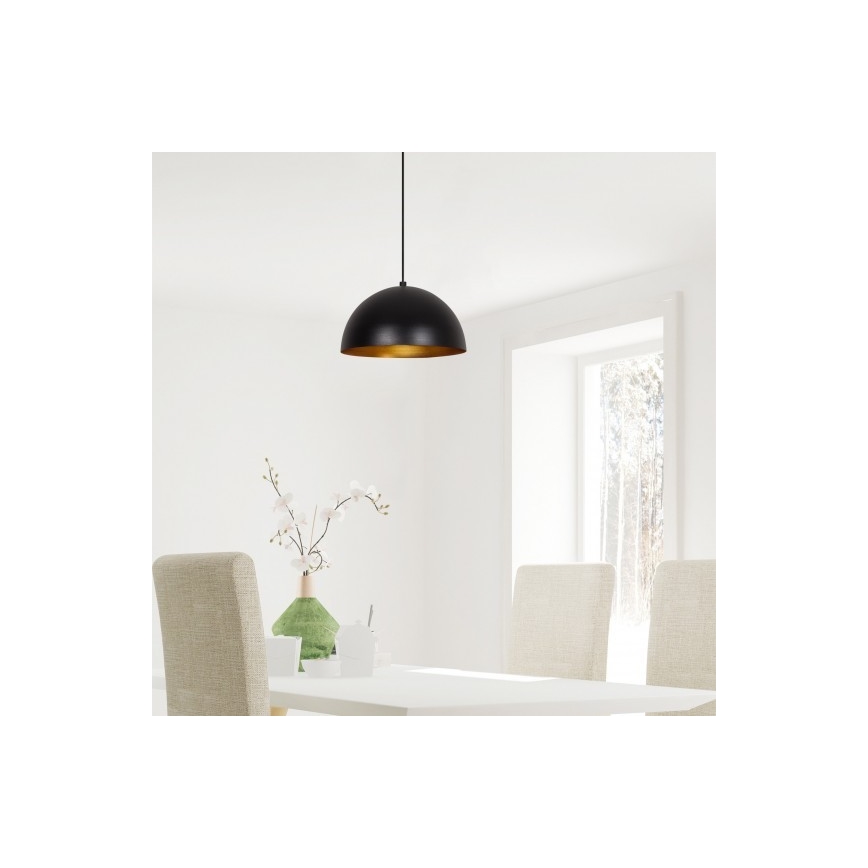 Pakabinamas šviestuvas su laidu SIVANI 1xE27/40W/230V, skersmuo 30 cm, juodas/varinis