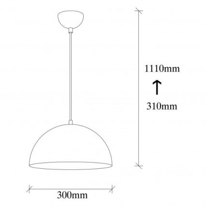 Pakabinamas šviestuvas su laidu SIVANI 1xE27/40W/230V, skersmuo 30 cm, juodas/varinis