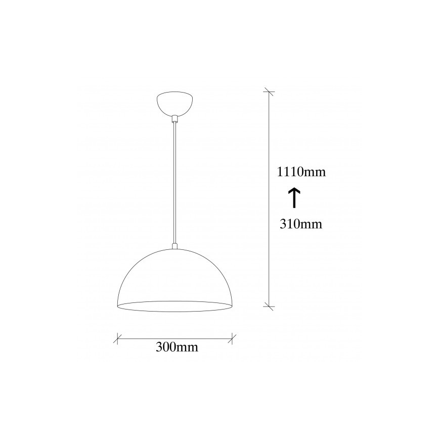 Pakabinamas šviestuvas su laidu SIVANI 1xE27/40W/230V, skersmuo 30 cm, juodas/varinis