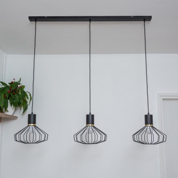 Pakabinamas šviestuvas su laidu SOLANO 3xE27/15W/230V juodas/auksinis
