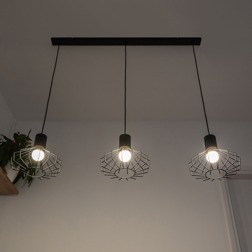 Pakabinamas šviestuvas su laidu SOLANO 3xE27/15W/230V juodas/auksinis