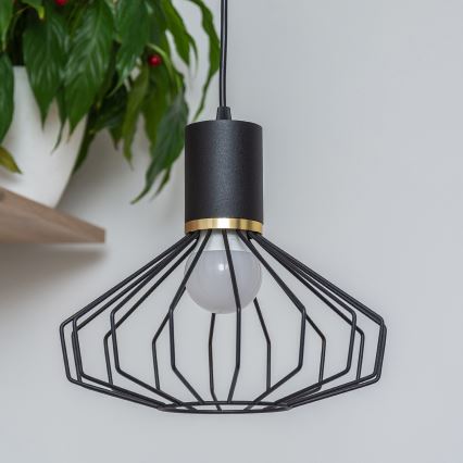 Pakabinamas šviestuvas su laidu SOLANO 3xE27/15W/230V juodas/auksinis