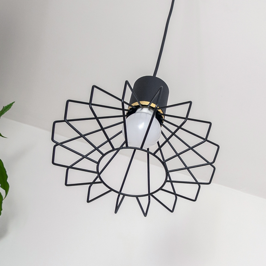 Pakabinamas šviestuvas su laidu SOLANO 3xE27/15W/230V juodas/auksinis