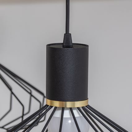 Pakabinamas šviestuvas su laidu SOLANO 3xE27/15W/230V juodas/auksinis