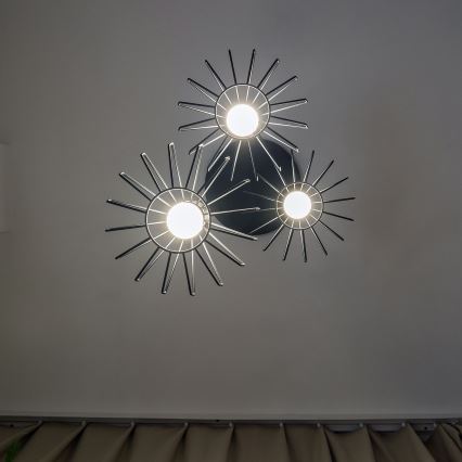 Pakabinamas šviestuvas su laidu SOLANO 3xE27/15W/230V juodas/blizgus chromas