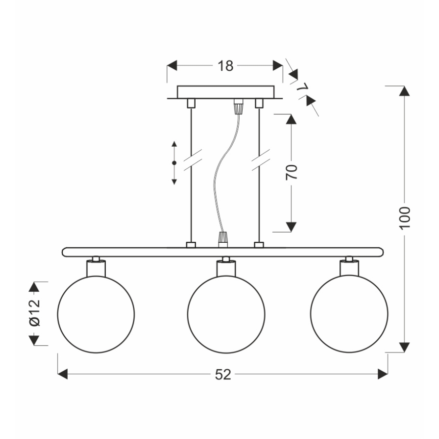 Pakabinamas šviestuvas su laidu SOMUL 3xG9/20W/230V dūminė juoda