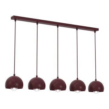 Pakabinamas šviestuvas su laidu SOOL 5xE27/15W/230V, bordo