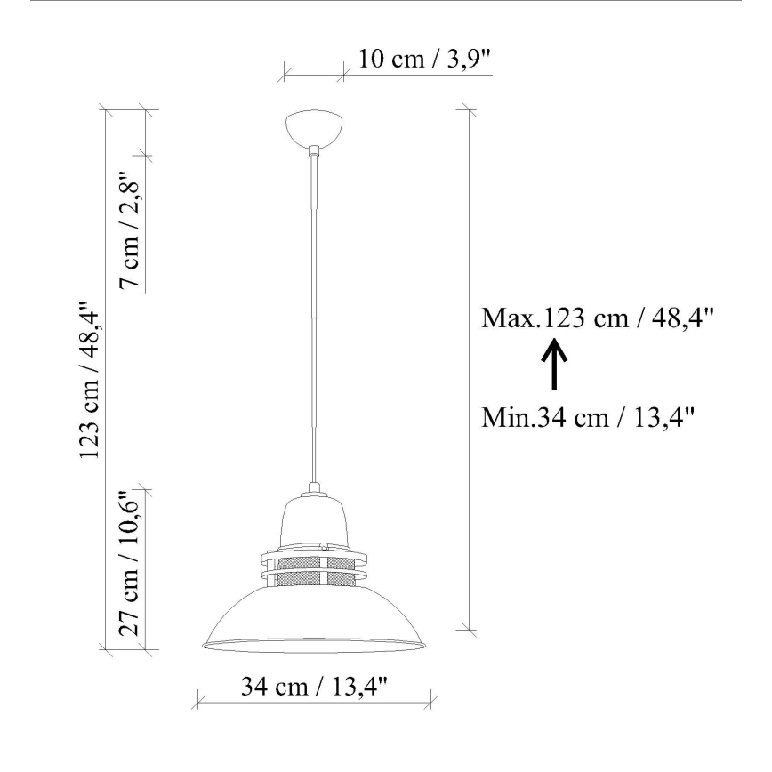 Pakabinamas šviestuvas su laidu TIBET 1xE27/40W/230V oranžinis