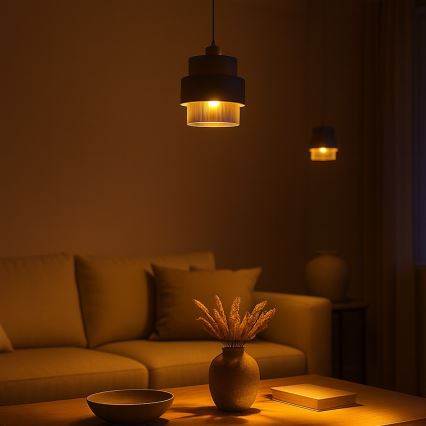 Pakabinamas šviestuvas su laidu VALENTINO 1xE27/15W/230V smėlinė/skaidri