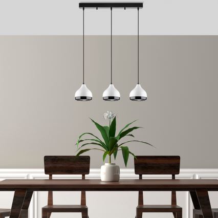Pakabinamas šviestuvas su laidu YILDO 3xE27/40W/230V balta/juoda